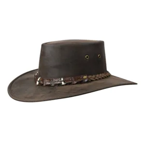 Barmah 1033SC Outback 3 Croc Teeth Crocodile Hat - Brown