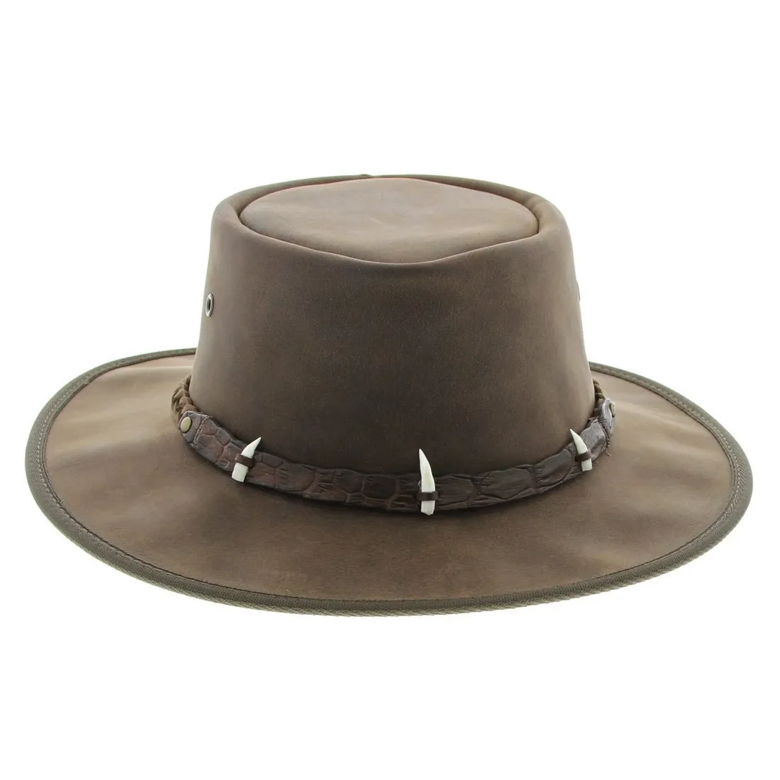 Barmah 1033SC Outback 3 Croc Teeth Crocodile Hat - Brown