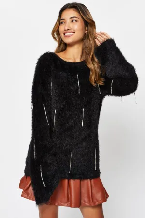 Black Oversized Fluffy Knit