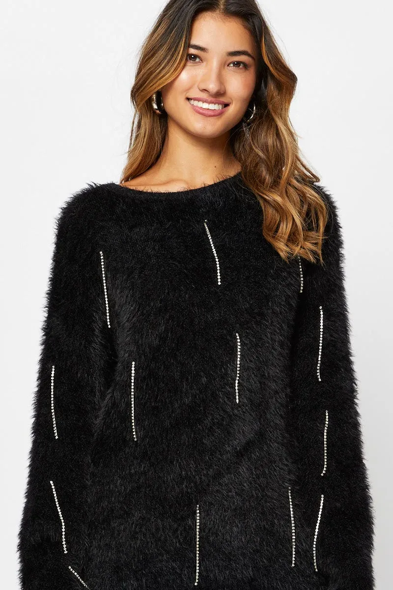 Black Oversized Fluffy Knit