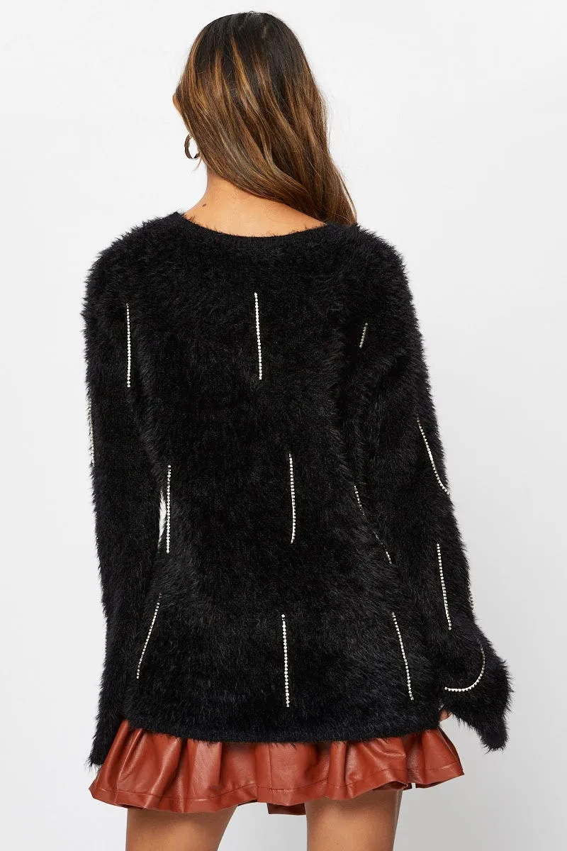 Black Oversized Fluffy Knit