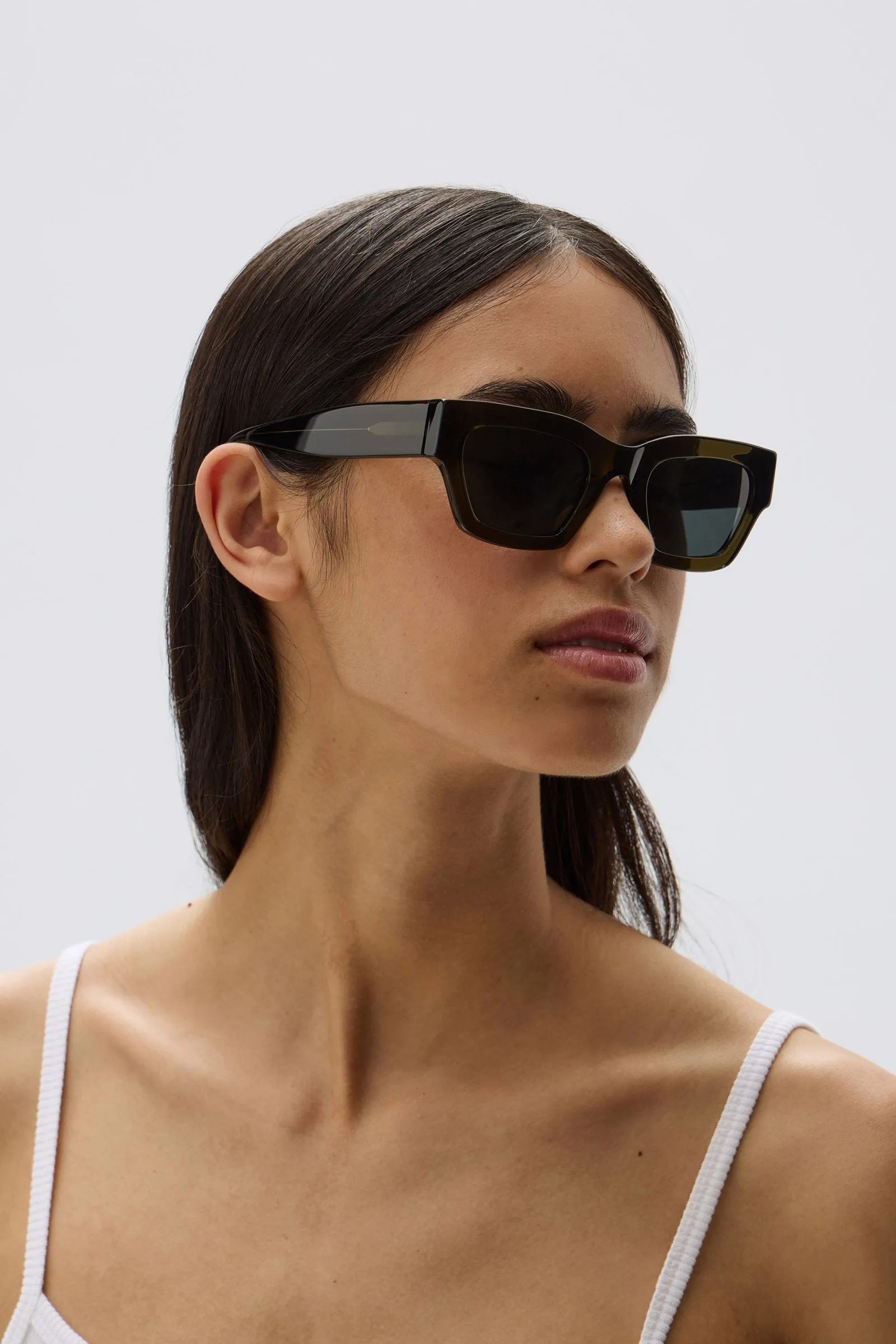 D Frame Sunglasses Khaki Crystal