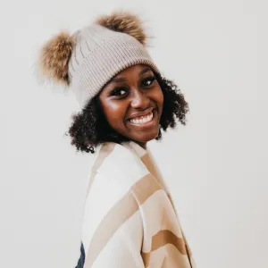 Double Fur Pom. Angora Knit Beanie