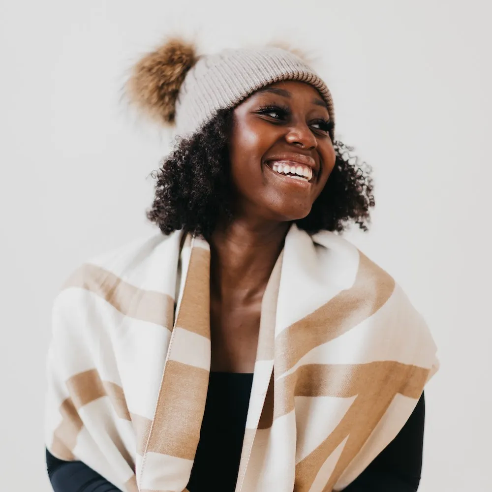 Double Fur Pom. Angora Knit Beanie
