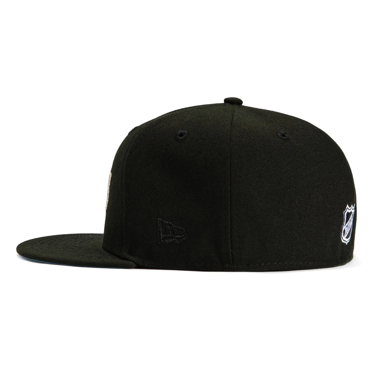 New Era 59Fifty Los Angeles Kings Logo Patch Script Hat - Black. Metallic Silver
