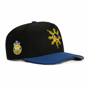 New Era 9Fifty A-Frame Golden State Warriors The Bay Patch Filipino Sun Snapback Hat - Black. Royal