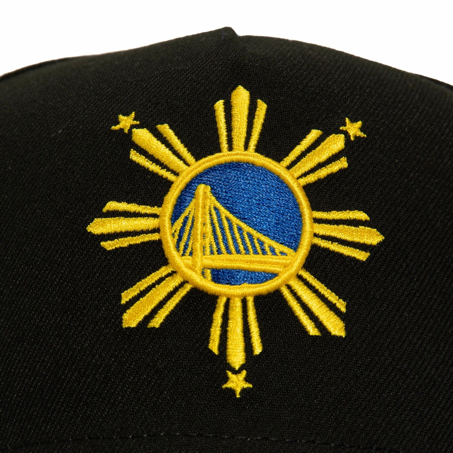 New Era 9Fifty A-Frame Golden State Warriors The Bay Patch Filipino Sun Snapback Hat - Black. Royal
