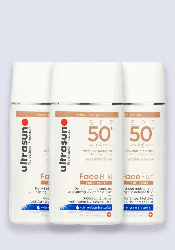 Ultrasun Face Fluid Daily Tinted Anti-Ageing Protection SPF 50  40ml - 3 Pack Saver